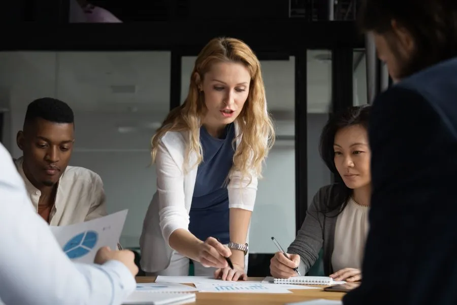 research team discussing results